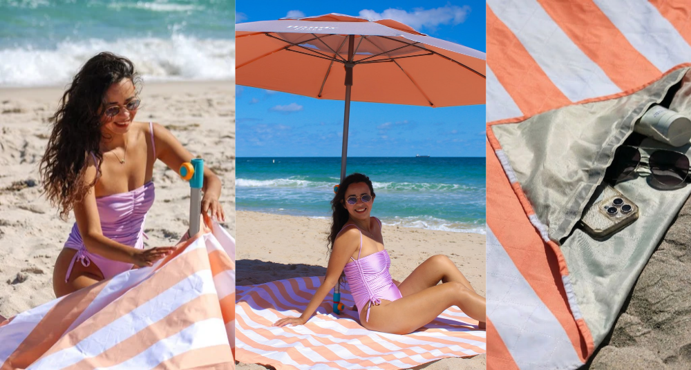Best beach blanket with umbrella port