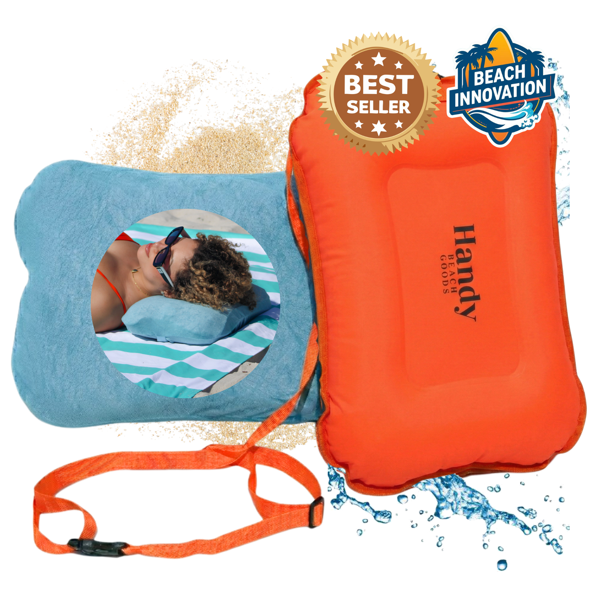 3-in-1 Inflatable Beach Pillow, Waterproof Dry Bag & Swim Buoy. best seller, best beach innovation