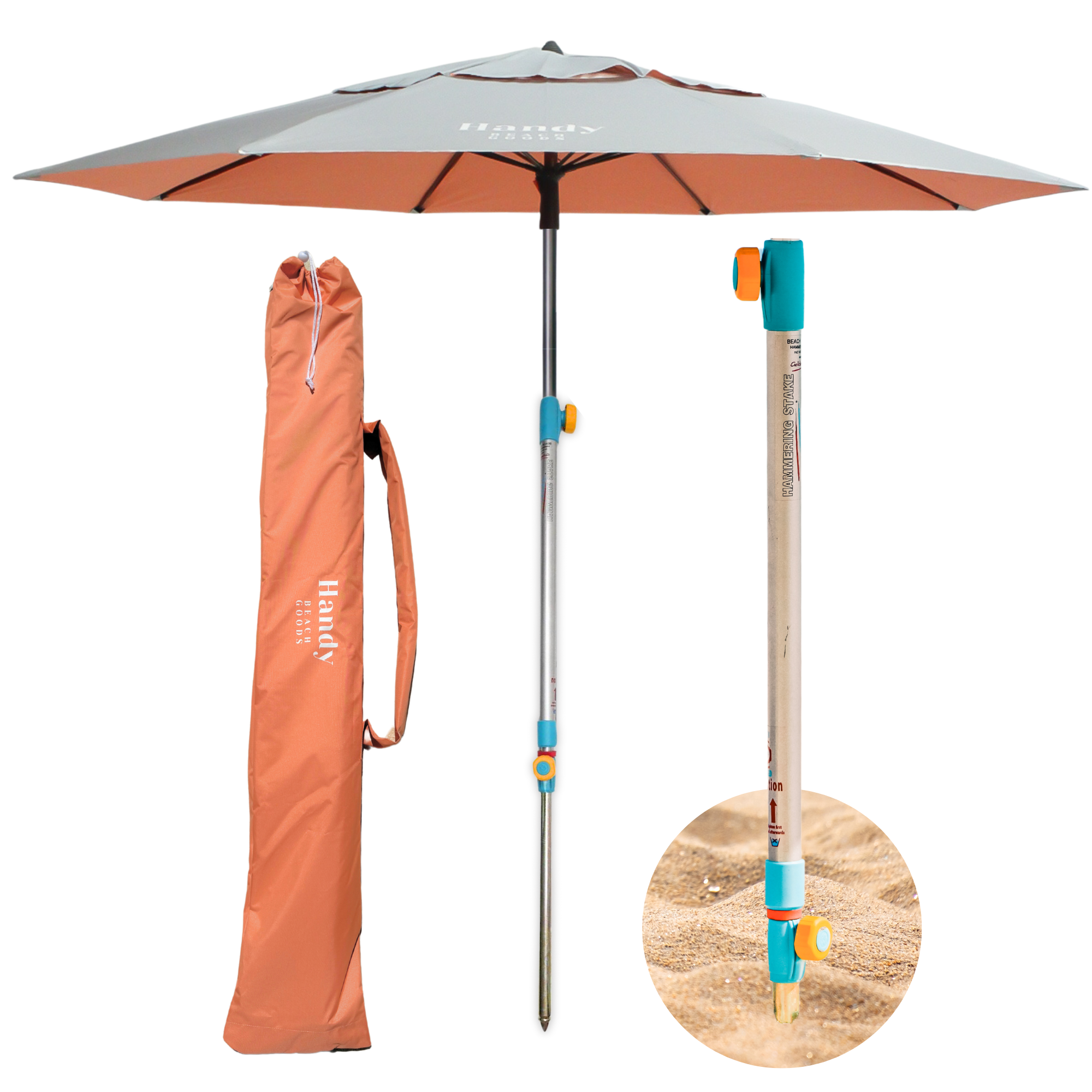 Wind resistant beach umbrella with 10-second anchor – Handy Beach Goods