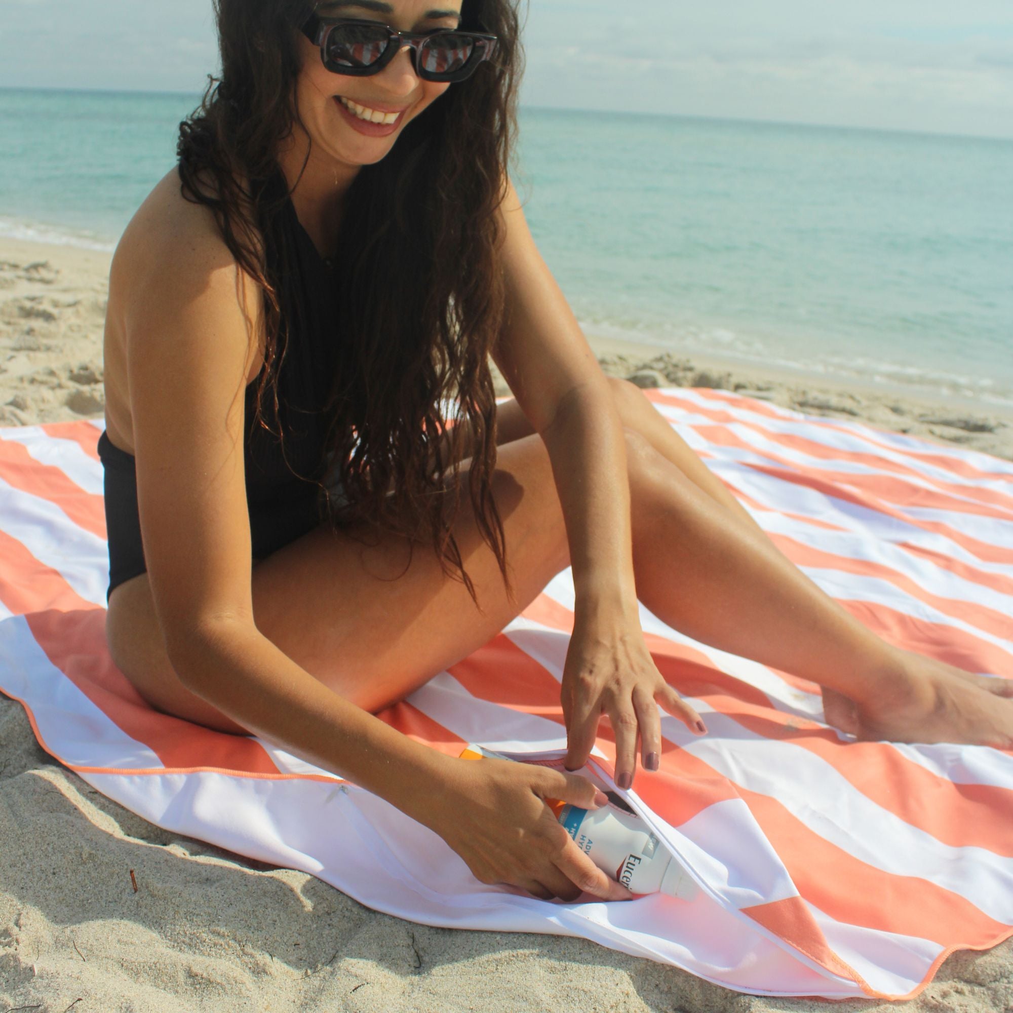 Sand resistant beach blanket with umbrella hole – Handy Beach Goods