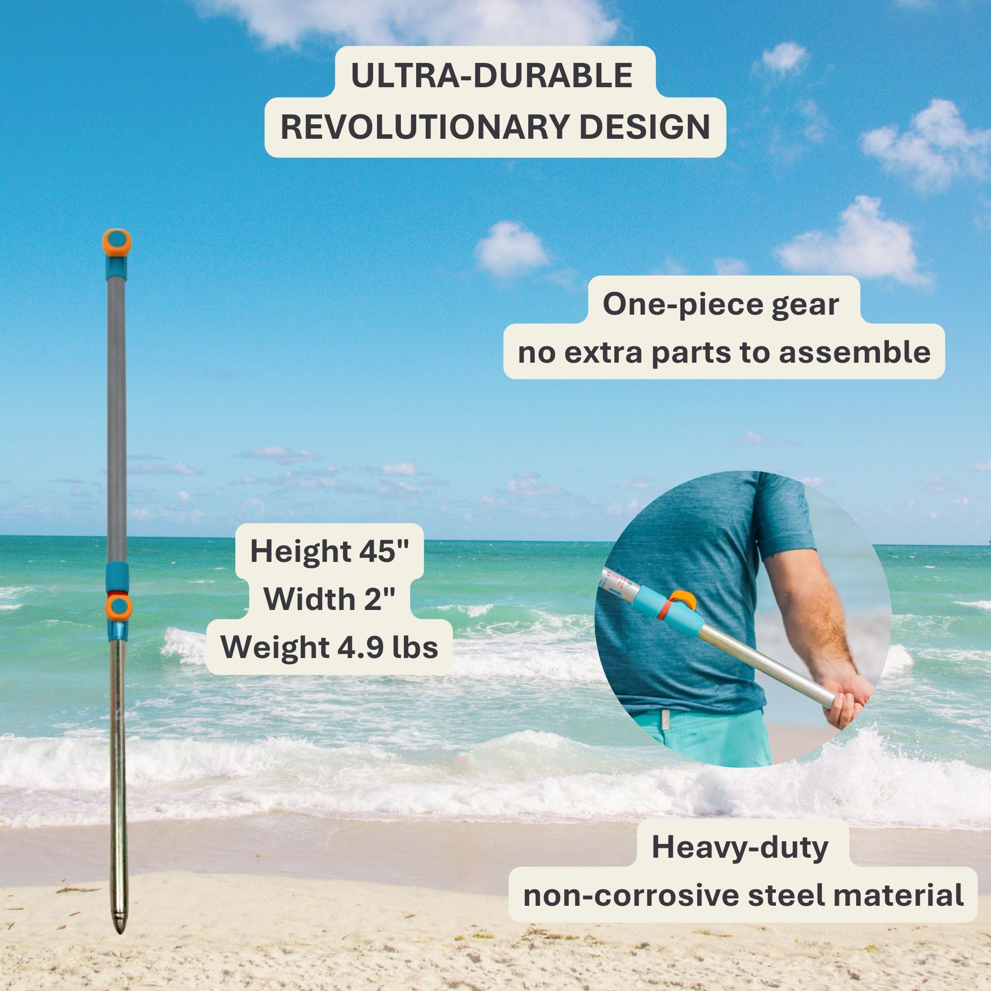 Handy Beach Anchor – Heavy Duty Hammer - In Sand Anchor (10 - Second Setup) - Handy Beach GoodsHandy Beach Anchor – Heavy Duty Hammer - In Sand Anchor (10 - Second Setup)