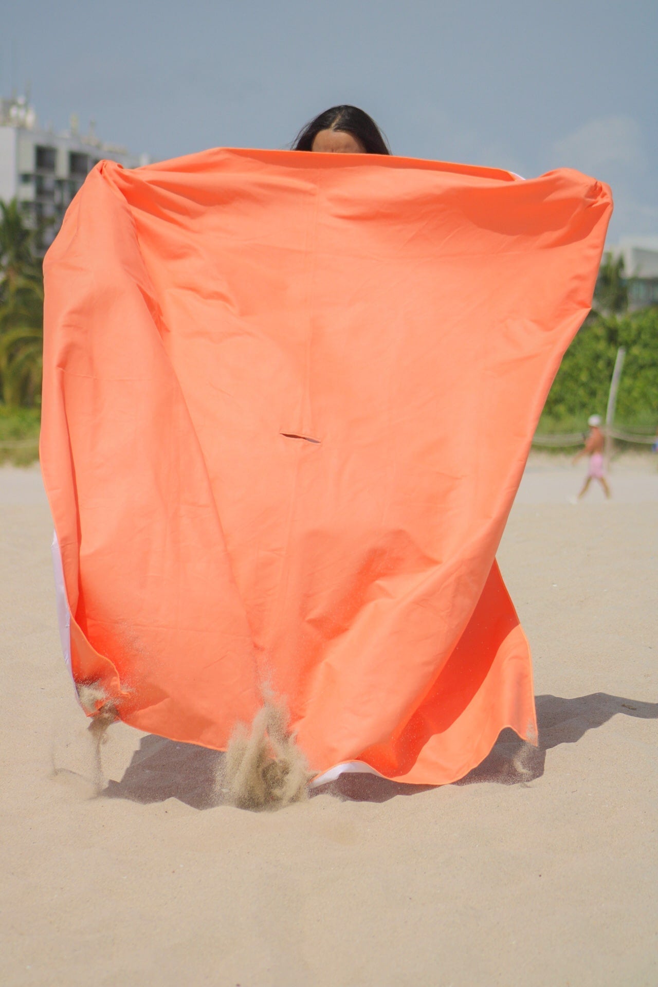 Sand resistant beach blanket with umbrella hole – Handy Beach Goods