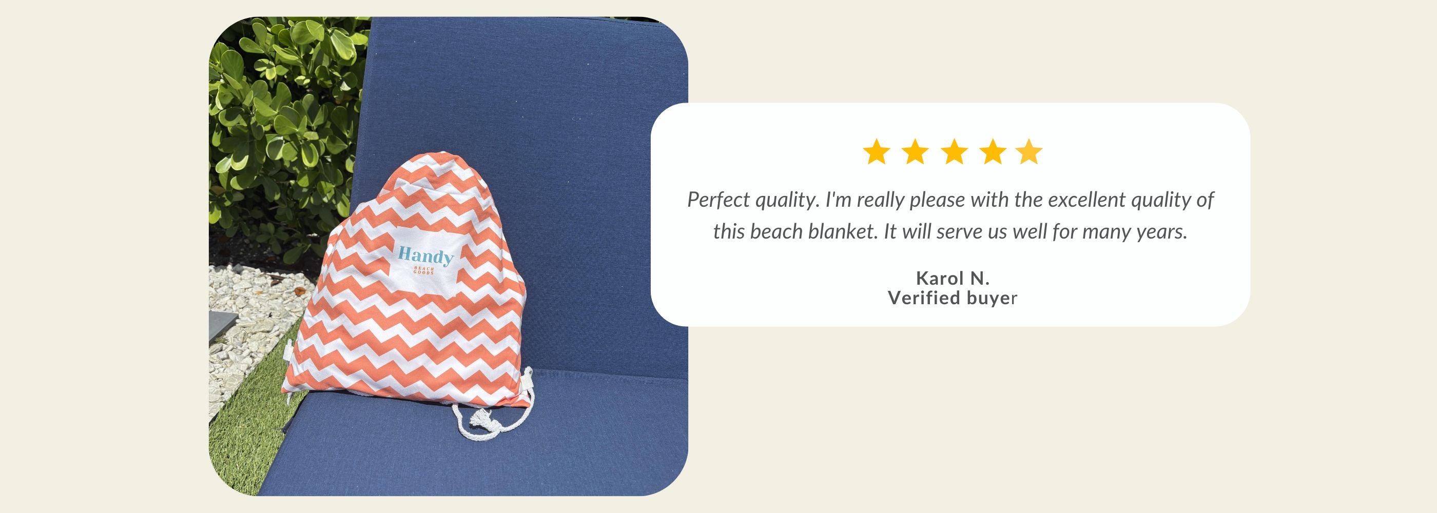 Orange and white chevron beach bag.| Handy Beach Goods