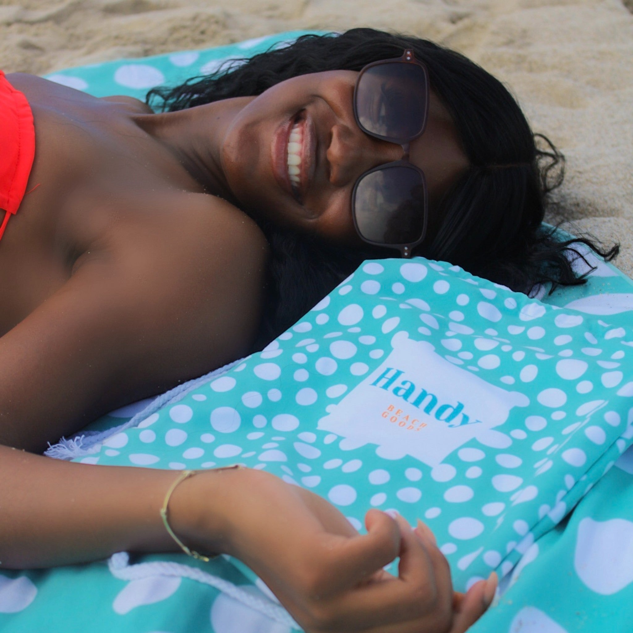 TEAL & DOTS - BEACH BLANKET