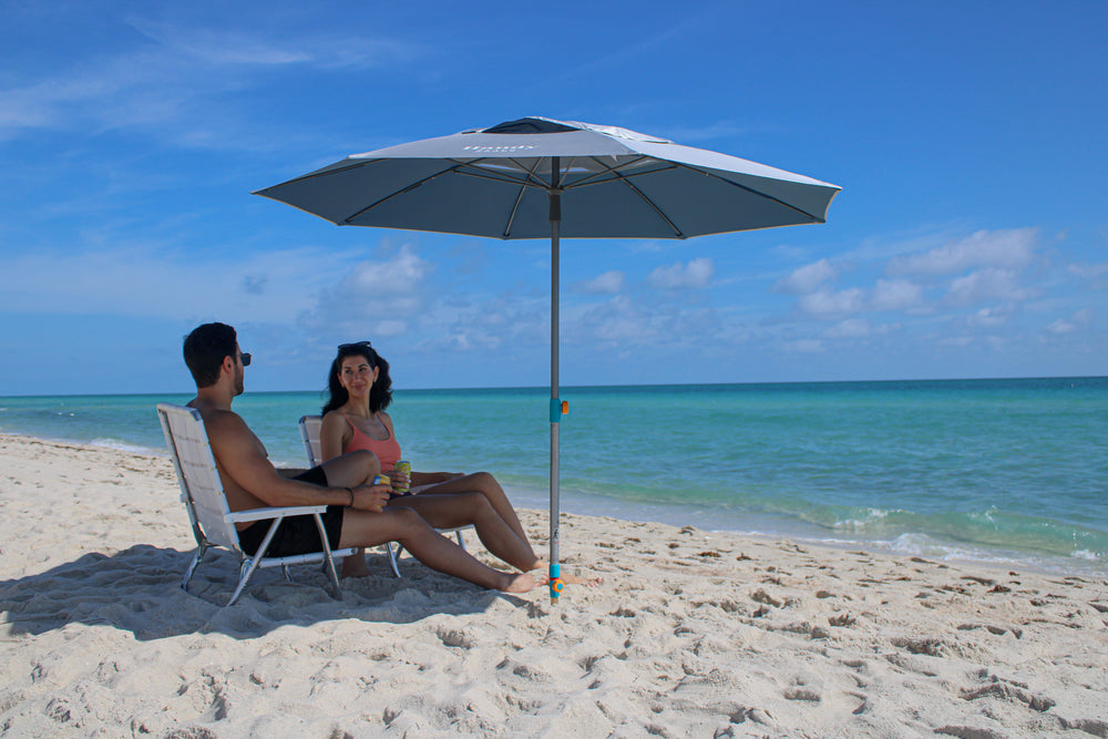 can you use a beach patio umbrella on the beach Blue Umbrellas For Sand With Fringe 6.5ft Wind Resistant Tassel Umbrella UPF50+ Portable Boho Umbrella With Carry Bag Backyard Umbrella Tilting Wood Pole For Garden Deck Pool A beach and camping patio umbrella with a 7ft diameter I Used to Hate the