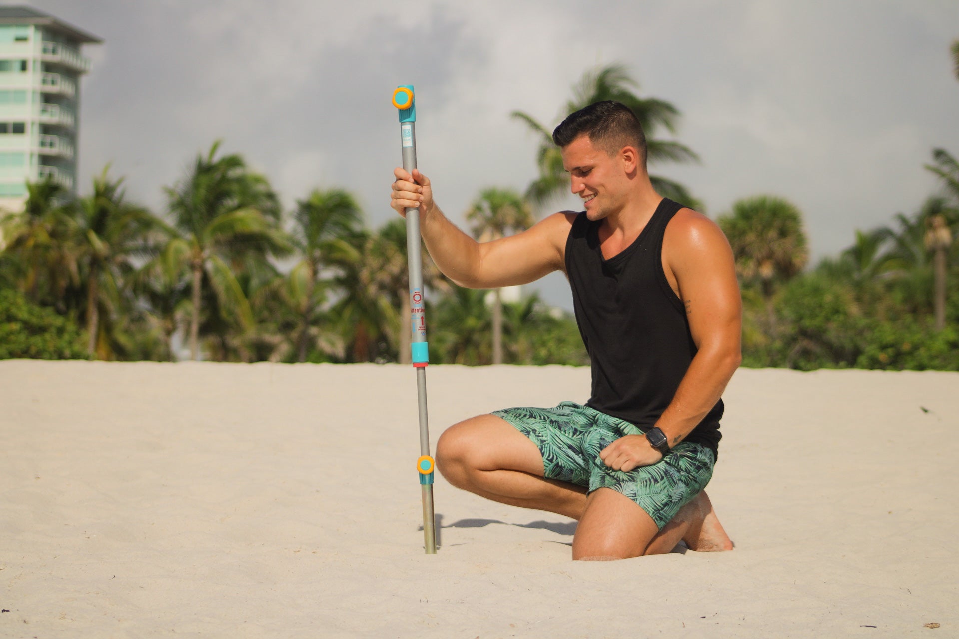 Installing the Handy Beach Goods, beach umbrella sand anchor