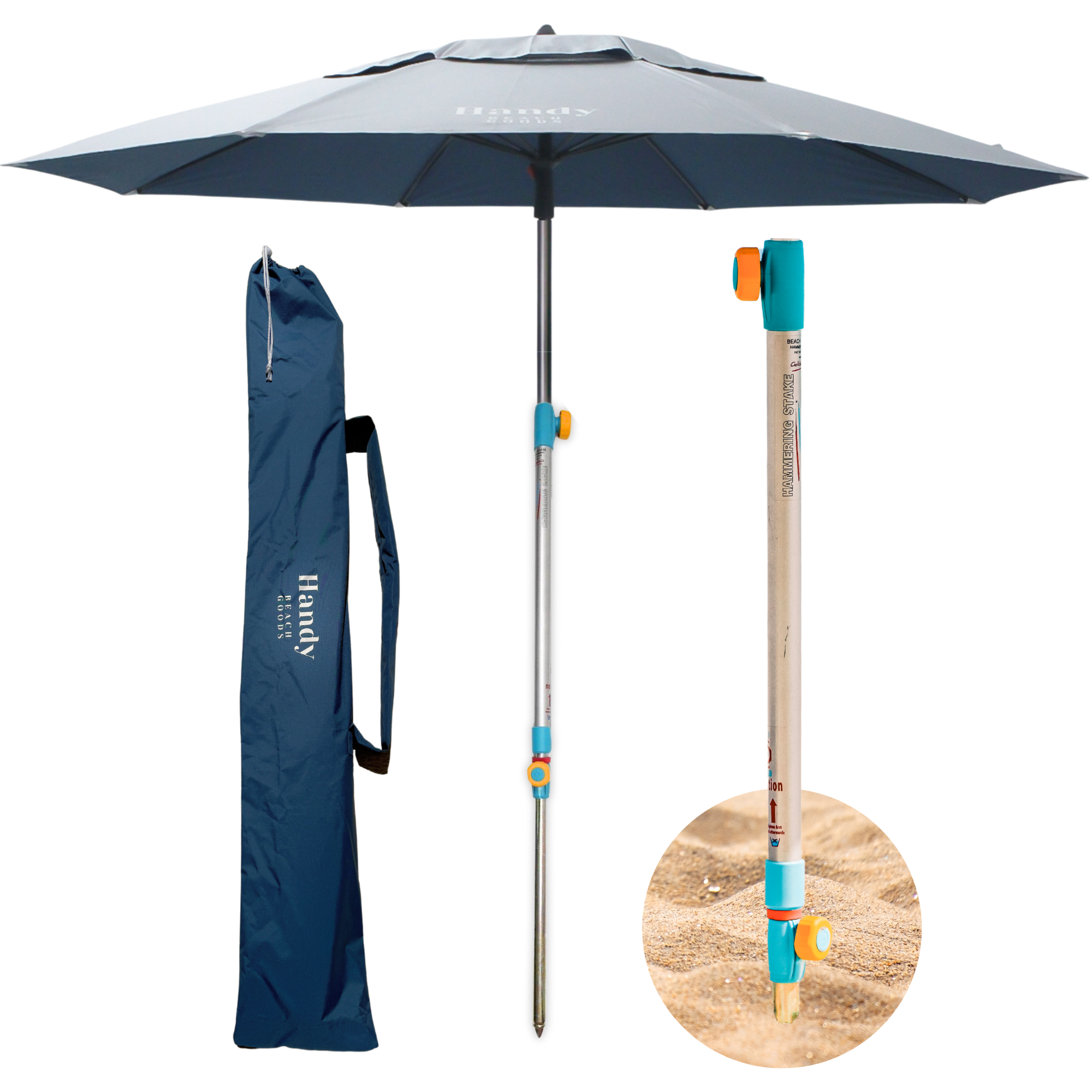 REVOLUTIONARY HANDY BEACH UMBRELLA & ANCHOR SYSTEM