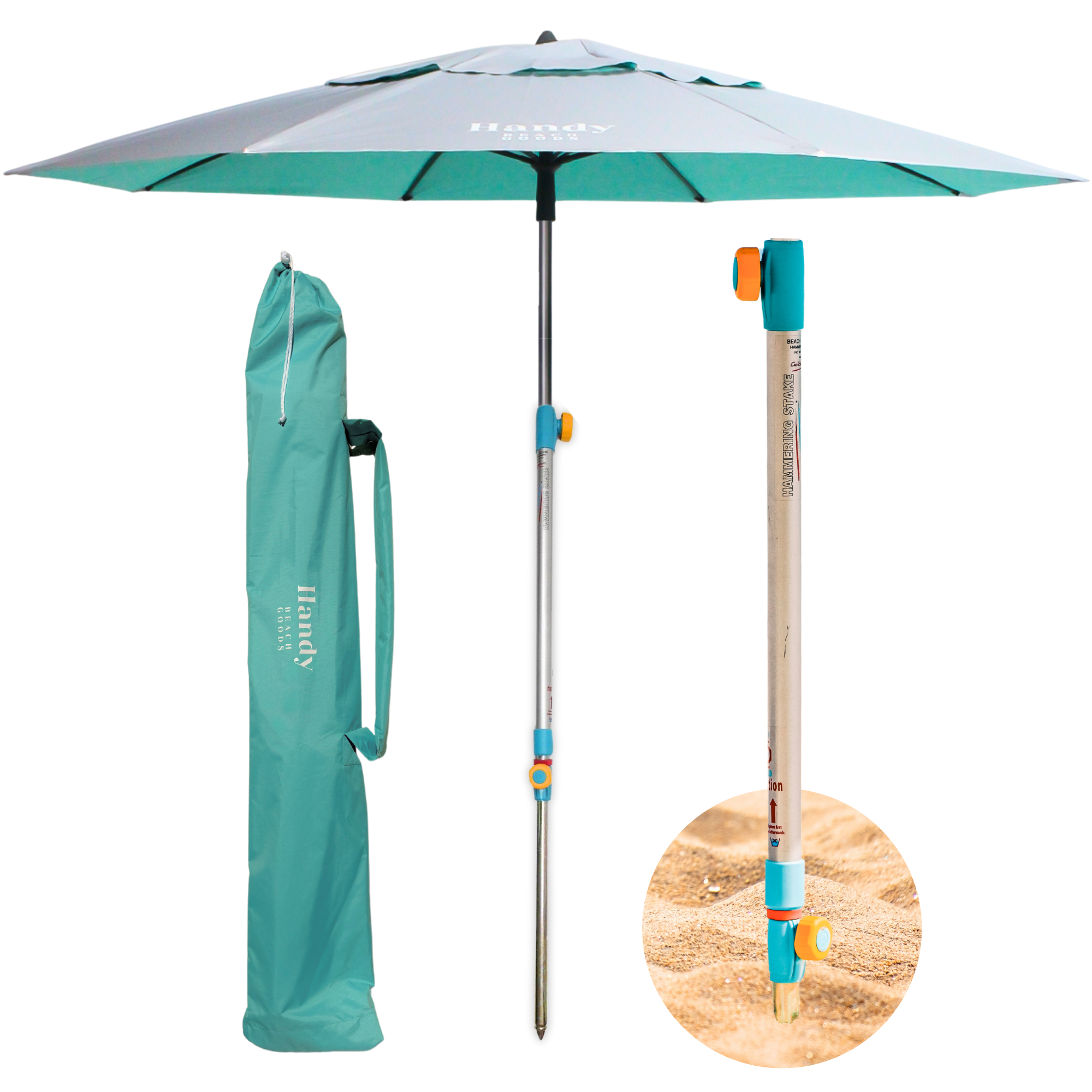 REVOLUTIONARY HANDY BEACH UMBRELLA & ANCHOR SYSTEM