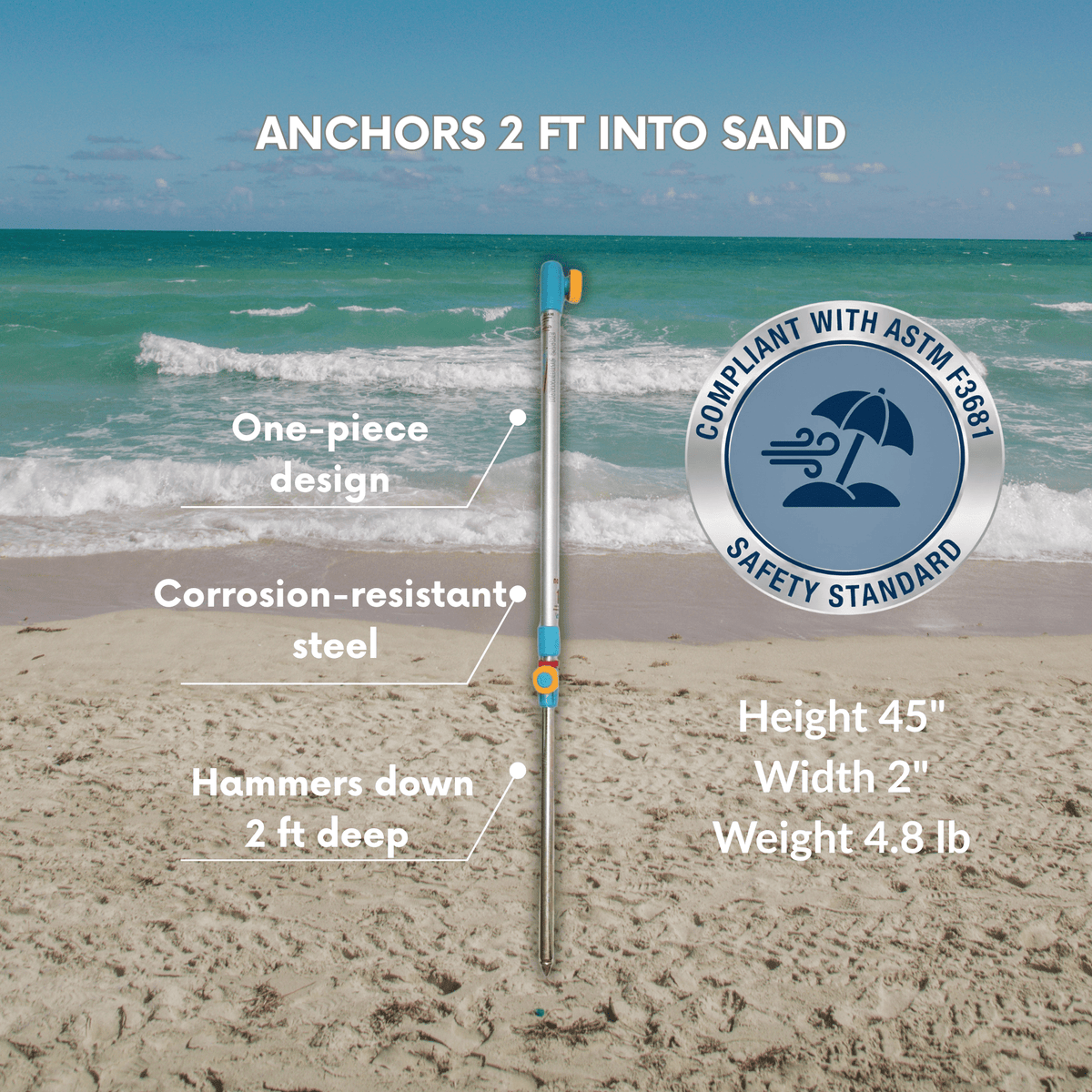 Handy Beach Umbrella Anchor is ASTM compliant 