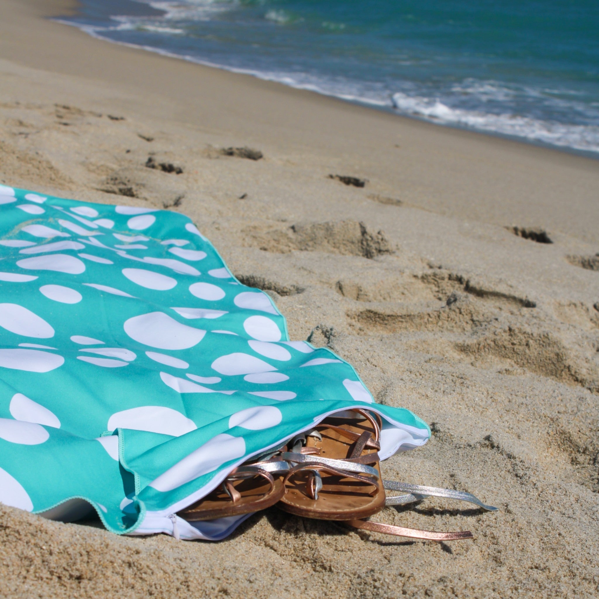 TEAL & DOTS - BEACH BLANKET